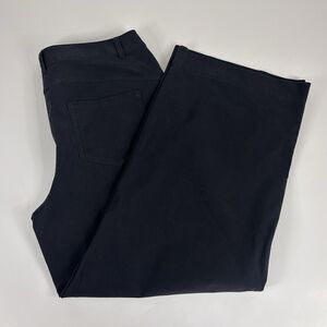 Lululemon Womens 33 City Sleek Wide Leg Trouser Pants Black Stretch Cotton Blend